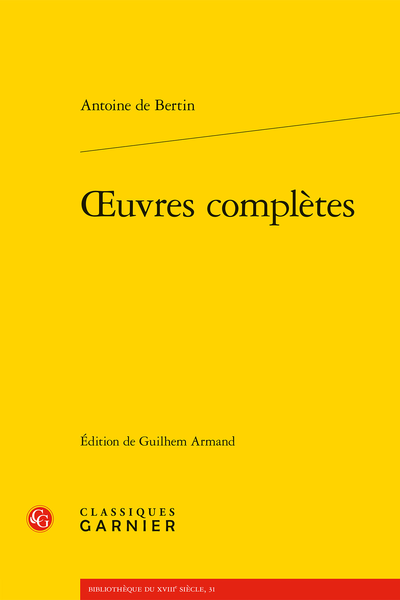 Bertin (Antoine de) - Œuvres complètes - Livre I
