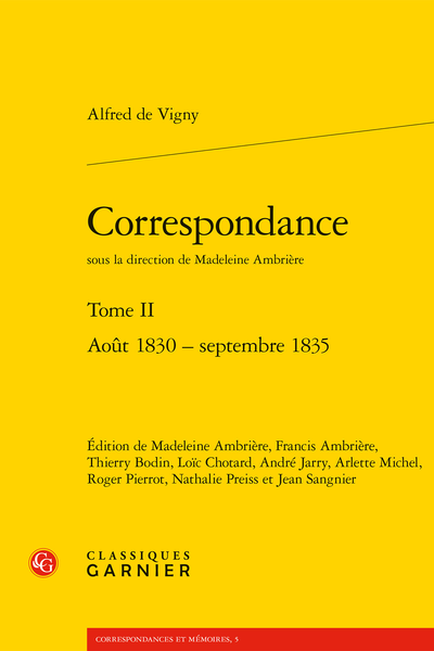 Correspondance. Tome II. Août 1830 - septembre 1835 - Index des noms de personnes cités dans la Correspondance