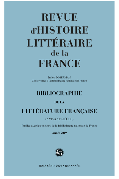 Bibliographie de la littérature française. 2020, Année 2019. varia
