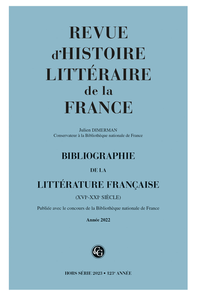 Bibliographie de la littérature française. 2023, Année 2022. varia