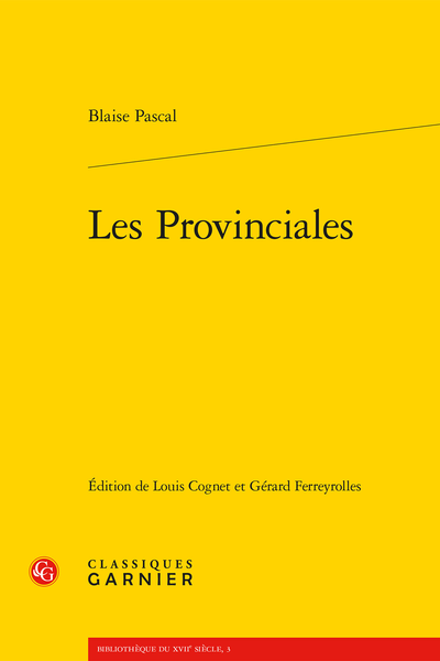 Les Provinciales - Table des matières