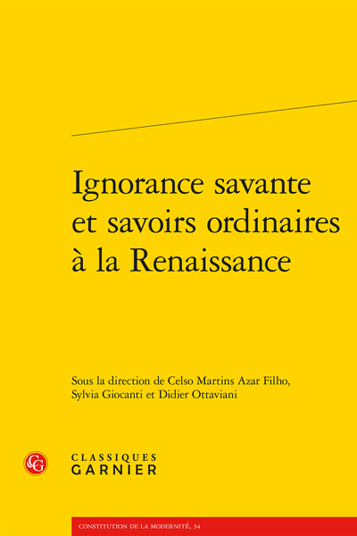 Ignorance savante et savoirs ordinaires à la Renaissance - Bibliographie