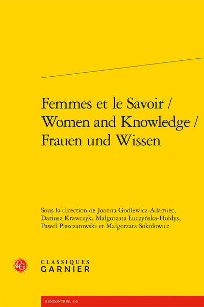 Femmes et le Savoir / Women and Knowledge / Frauen und Wissen - Table des matières