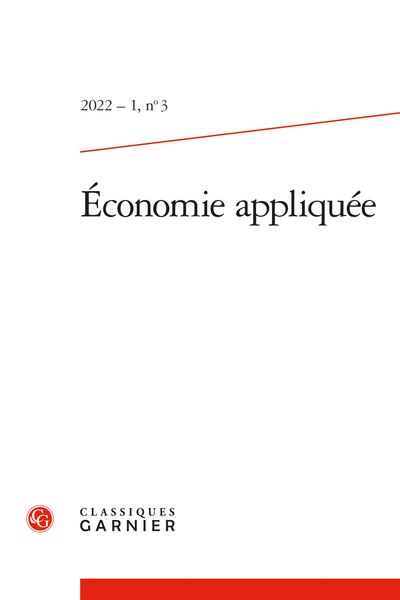 Économie appliquée. 2022 – 1, n° 3. varia - Sommaire