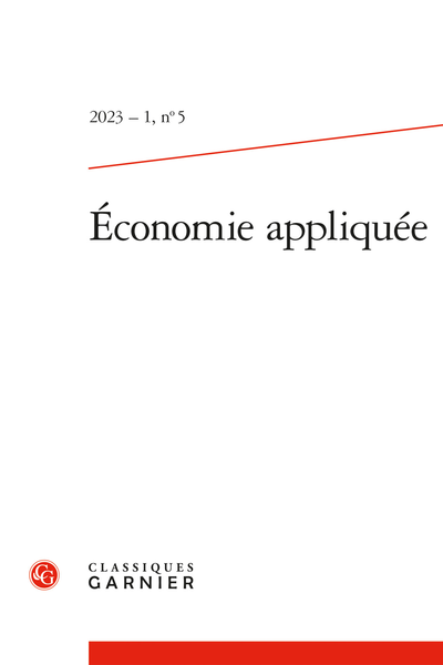 Économie appliquée. 2023 – 1, n° 5. varia - Abstracts