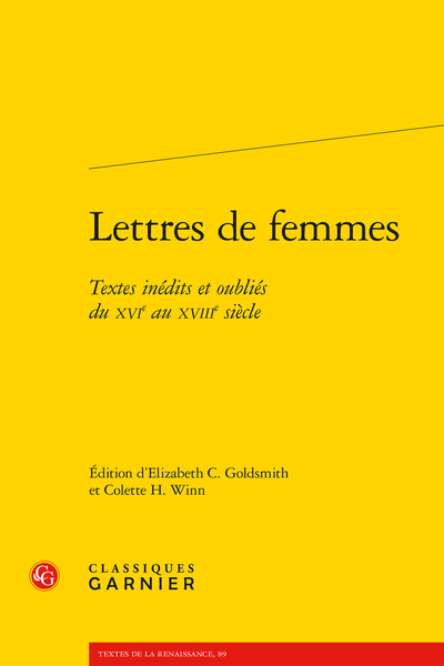 Lettres de femmes. Textes inédits et oubliés du XVIe au XVIIIe siècle