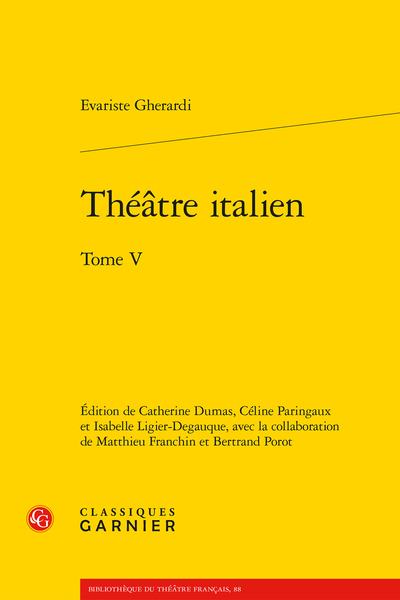 Gherardi (Evariste) - Théâtre italien. Tome V - index des pièces et des textes de fiction