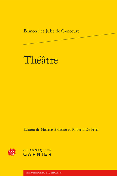 Goncourt (Edmond et Jules de) - Théâtre - Variantes