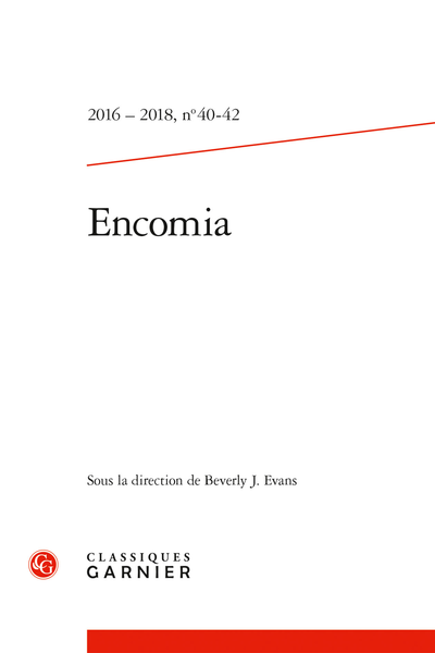Encomia. 2016 – 2018, n° 40-42. Bulletin bibliographique de la Société internationale de littérature courtoise