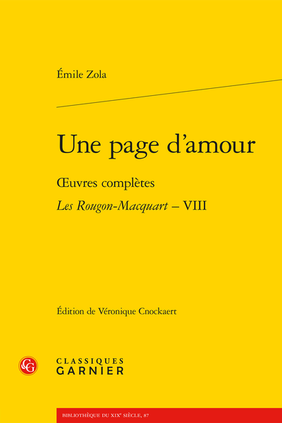 Zola (Émile) - Une page d’amour. Œuvres complètes - Les Rougon-Macquart, VIII - V