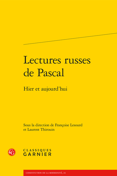 Lectures russes de Pascal. Hier et aujourd’hui - Introduction