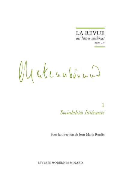 Sociabilités littéraires. 2023 – 7 - D’une révolution à l’autre (1795-1830)