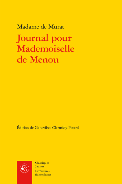 Journal pour Mademoiselle de Menou