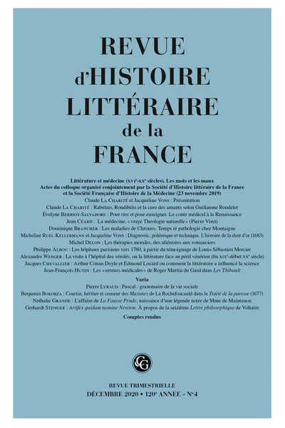 Revue d’histoire littéraire de la France. 4 – 2020, 120e année, n° 4. varia - Présentation