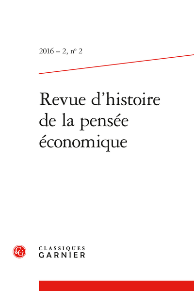 Revue d’histoire de la pensée économique. 2016 – 2, n° 2. varia