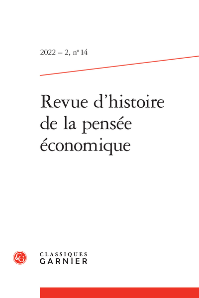 Revue d’histoire de la pensée économique. 2022 – 2, n° 14. varia - Books review