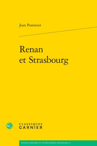 Renan et Strasbourg - Chapitre premier. L'École de Strasbourg