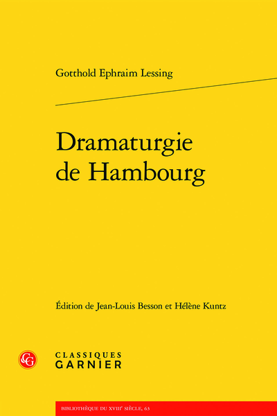 Dramaturgie de Hambourg - Table des matières
