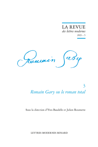 Romain Gary ou le roman total. 2023 – 5 - Sommaire