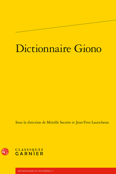 Dictionnaire Giono - Table des matières
