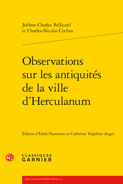 Observations sur les antiquités de la ville d'Herculanum - Table des sections et des articles contenus dans cet ouvrages