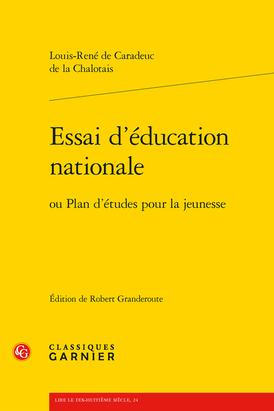 Essai d'éducation nationale. ou Plan d'études pour la jeunesse - Essai d'éducation nationale