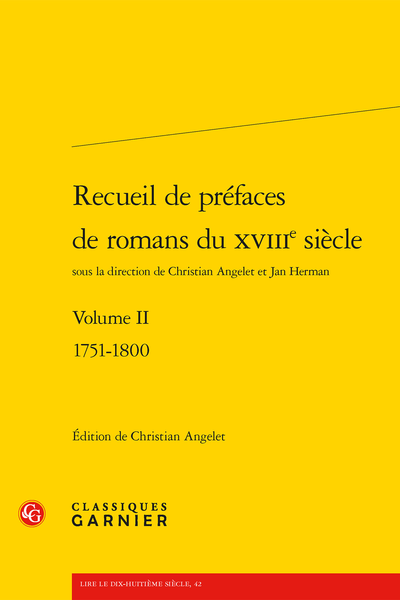 Recueil de préfaces de romans du XVIIIe siècle. Volume II. 1751-1800 - Index