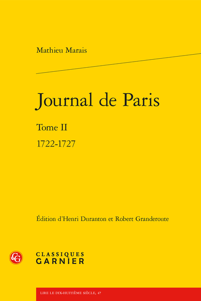 Journal de Paris. Tome II. 1722-1727