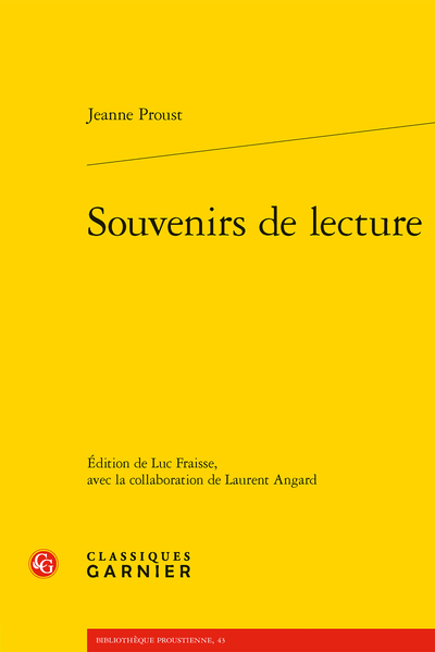 Souvenirs de lecture - Le cahier de citations de Mme Proust par Luc Fraisse