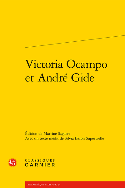 Victoria Ocampo et André Gide - Table des matières