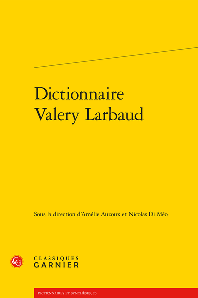 Dictionnaire Valery Larbaud - Table des matières