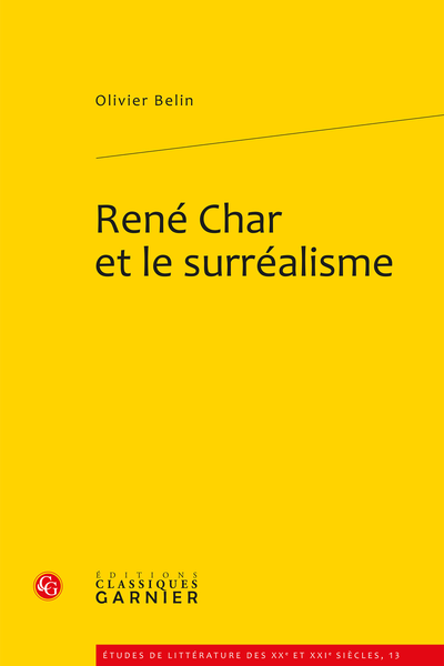 René Char et le surréalisme - Table des matières