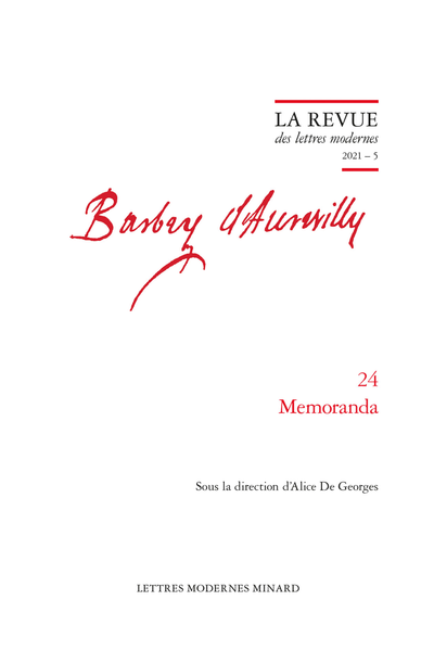 La Revue des lettres modernes. Memoranda - Index of works by Barbey d’Aurevilly
