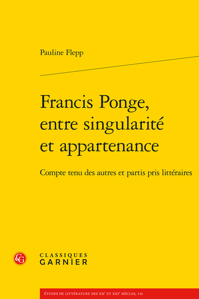 Francis Ponge, entre singularité et appartenance. Compte tenu des autres et partis pris littéraires - Abréviations