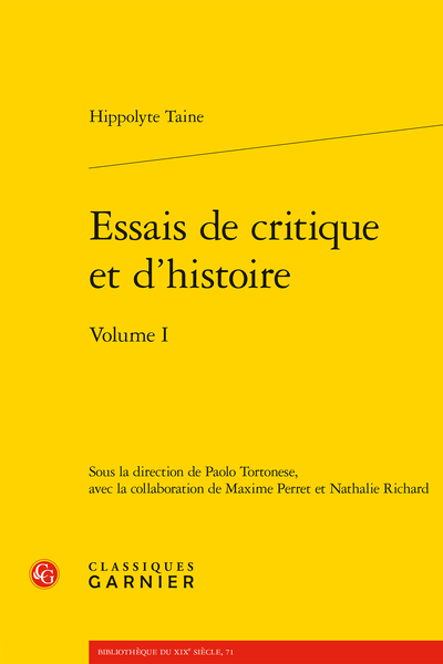 Essais de critique et d’histoire. Volume I - Introduction