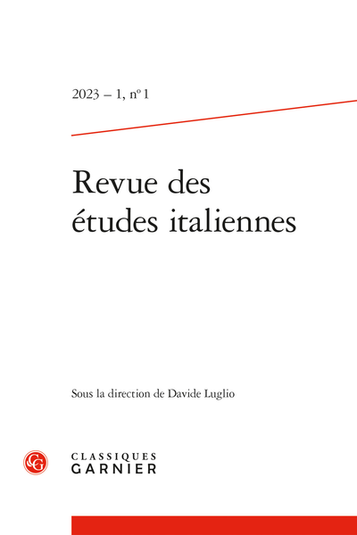Revue des études italiennes. 2023 – 1. varia - Revue des études italiennes