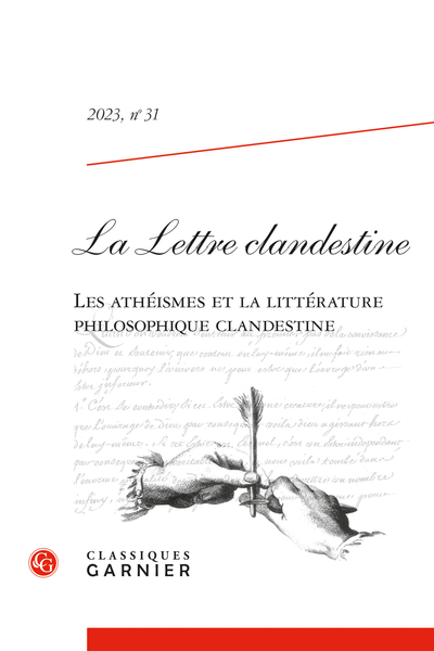 La Lettre clandestine. 2023, n° 31. Les athéismes et la littérature philosophique clandestine - La Mettrie