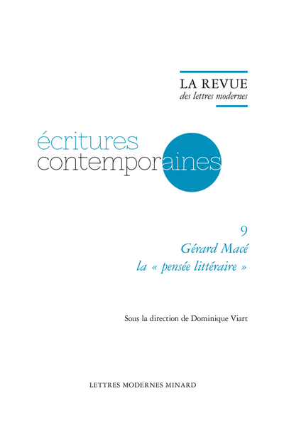 La Revue des lettres modernes. Gérard Macé la « pensée littéraire » - L'Ogre et l'anthropologue