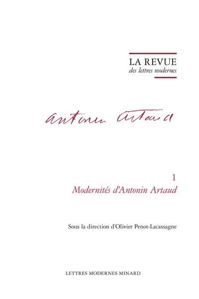 La Revue des lettres modernes. Modernités d'Antonin Artaud - Sigles et abréviations
