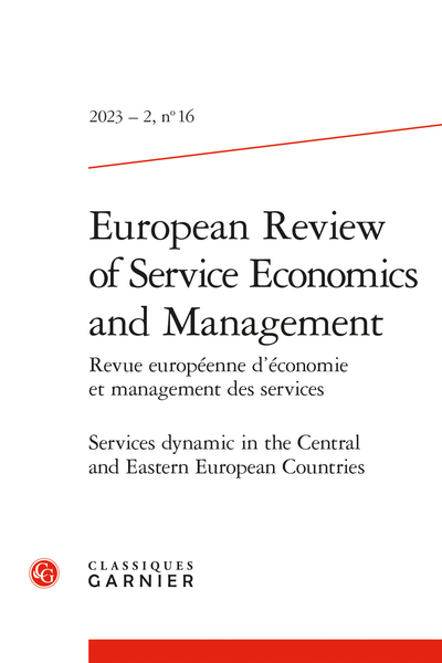 European Review of Service Economics and Management. 2023 – 2 Revue européenne d’économie et management des services, n° 16. Services dynamic in the Central and Eastern European Countries - A new approach for clustering domestic tourists visiting heritage