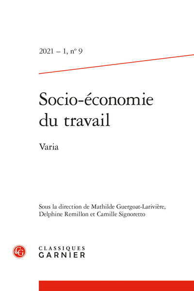 Socio-économie du travail. 2021 – 1, n° 9. varia - Social inclusion policies and gender
