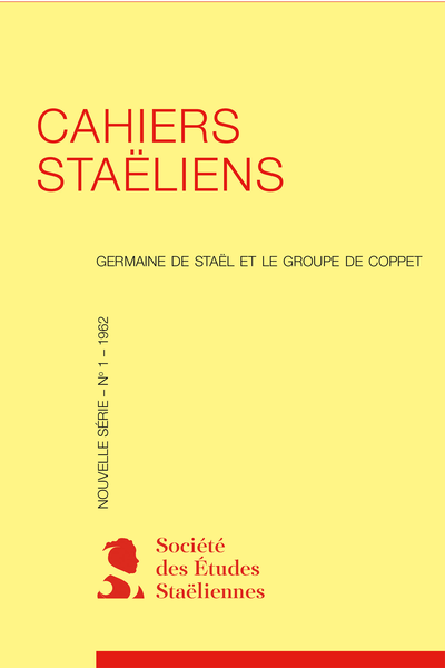 Cahiers staëliens. 1962, n° 1. varia