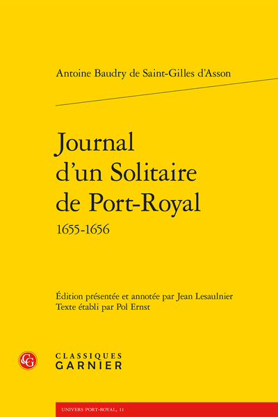 Journal d'un Solitaire de Port-Royal 1655-1656 - Introduction